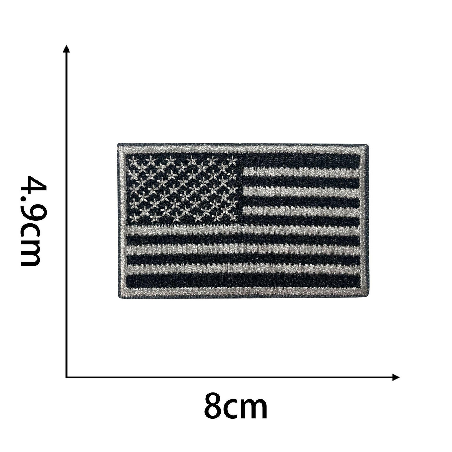 Нашивка USA Flag - Черно и Сиво (8x5 см) с Велкро гръб