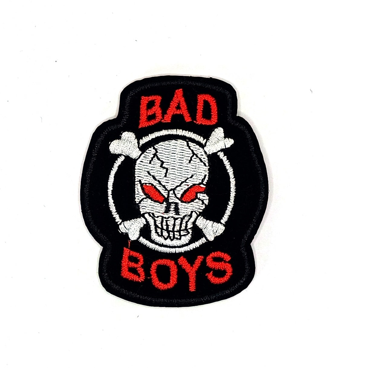 Bad Boys Patch – Skull with Crossbones and Red Eyes, 6.3x7.7 cm