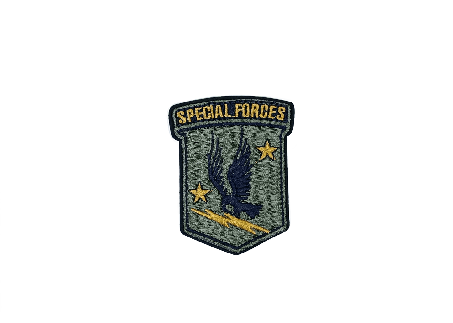 Бродирана нашивка SPECIAL FORCES с орел и мълнии – военен стил, термо лепене, 7x5 см