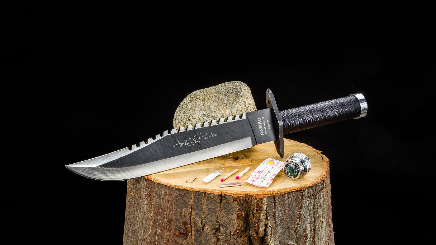 Rambo Survival Knife First Blood Part 2 with Signature - Кожена кания и премиум кутия - JAFRA